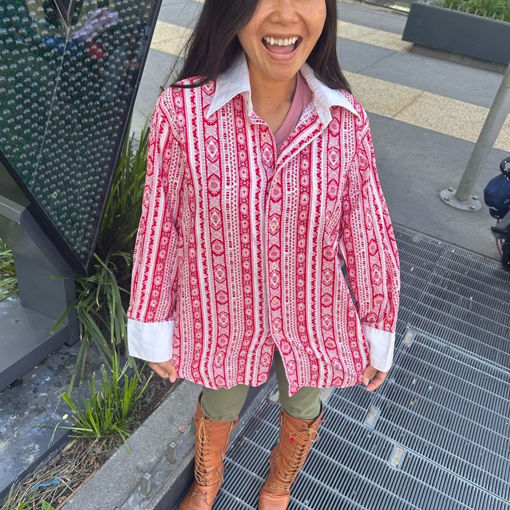 Red and White Patterned Shirt